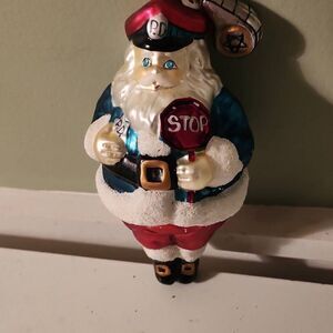 Glass Santa Ornament
